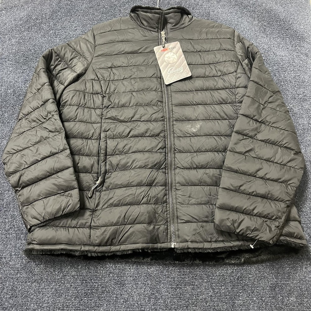 Heatkeep Jacket Women's 2XL Black Faux Fur Lined Cloudfill Full Zip Puffer Warm